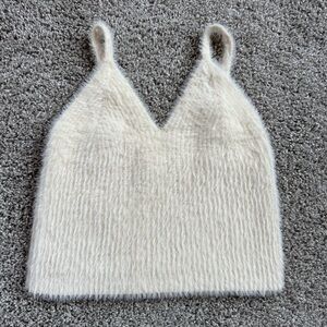 Luca and Grae Cream Fuzzy Tank Top Sweater Size Medium